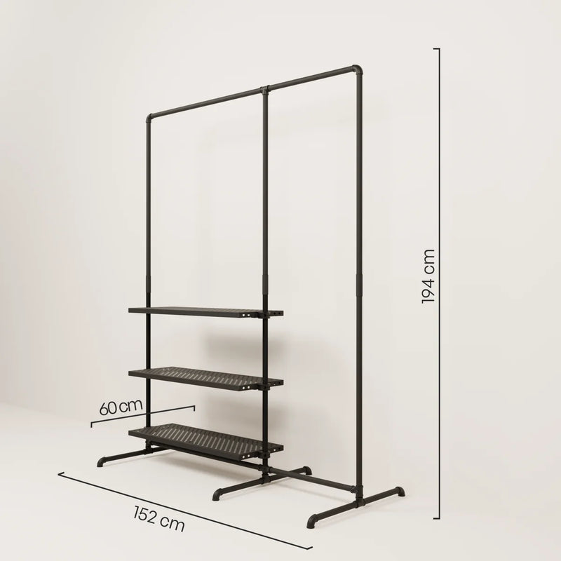 LAS 1.5 METAL – 3 ripiani | Appendiabiti con vano portaoggetti