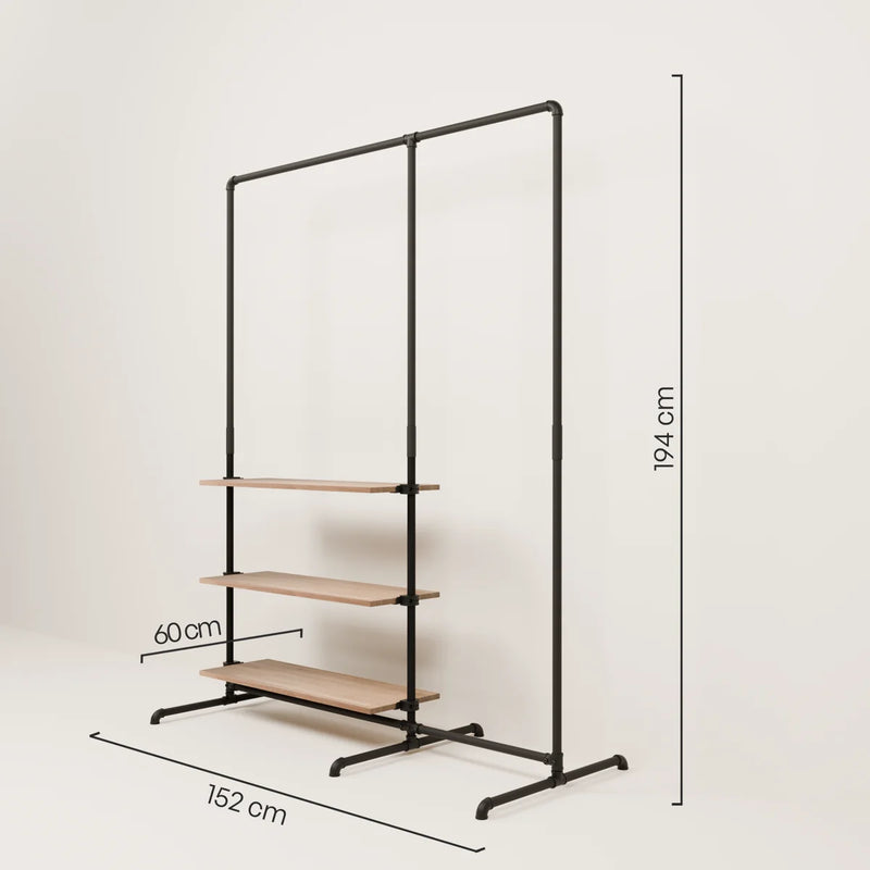 LAS 1.5 OAK – 3 ripiani | Appendiabiti con superficie di appoggio