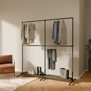 LAS 2 METAL – 2 shelves | Clothes rack black with shelf