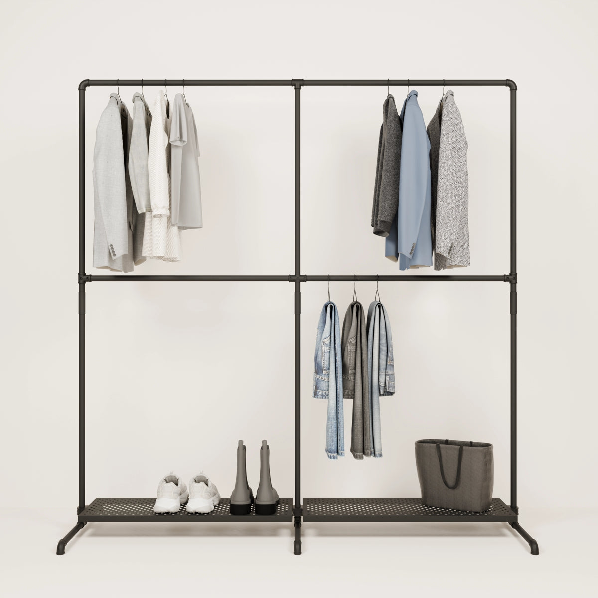 LAS 2 METAL – 2 shelves | Clothes rack black with shelf