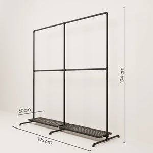 LAS 2 METAL – 2 shelves | Clothes rack black with shelf