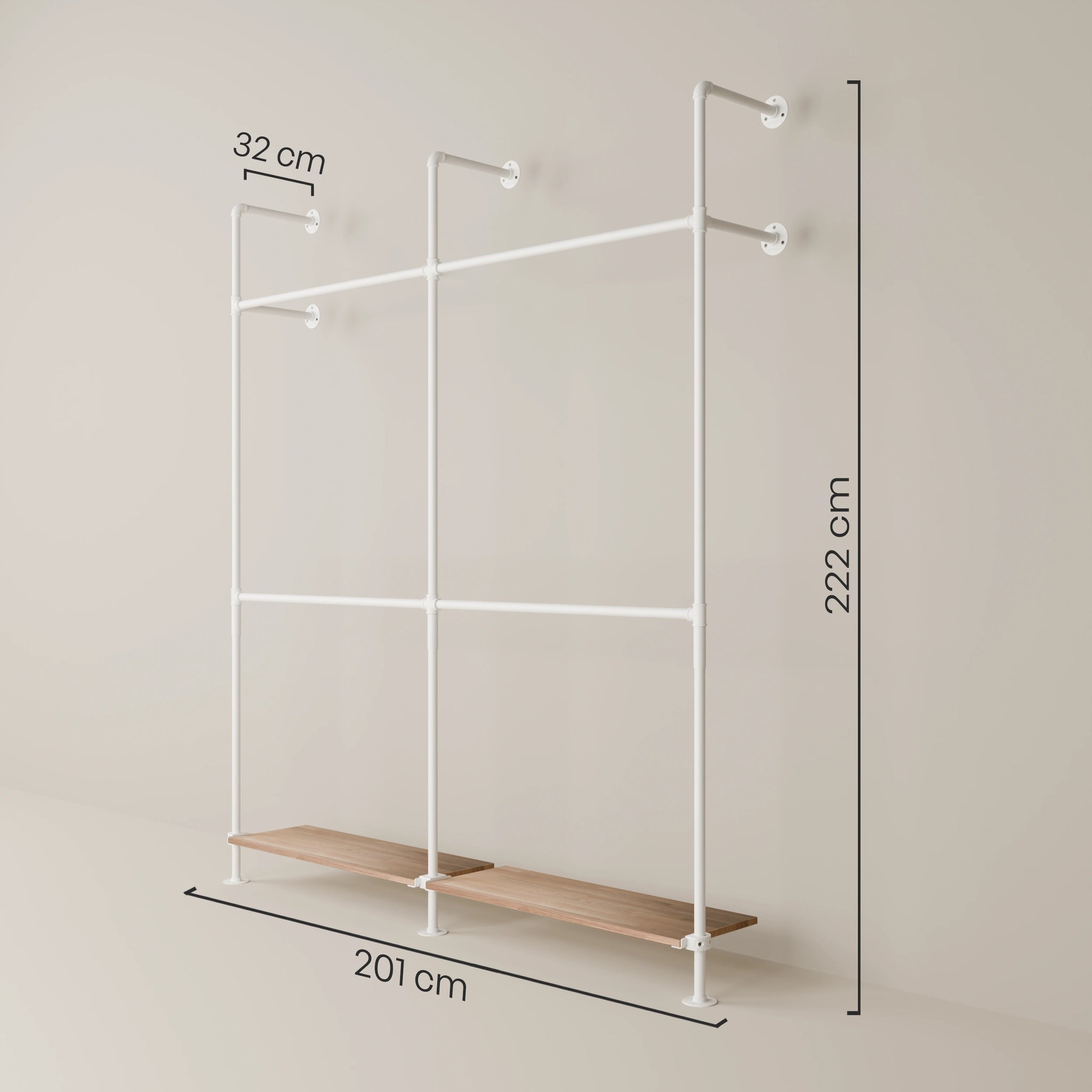 KIM DOUBLE 2 OAK – 2 ripiani sul fondo | bianco