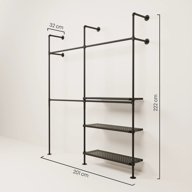 KIM DOUBLE 2 METAL – 3 ripiani | Appendiabiti con ripiano