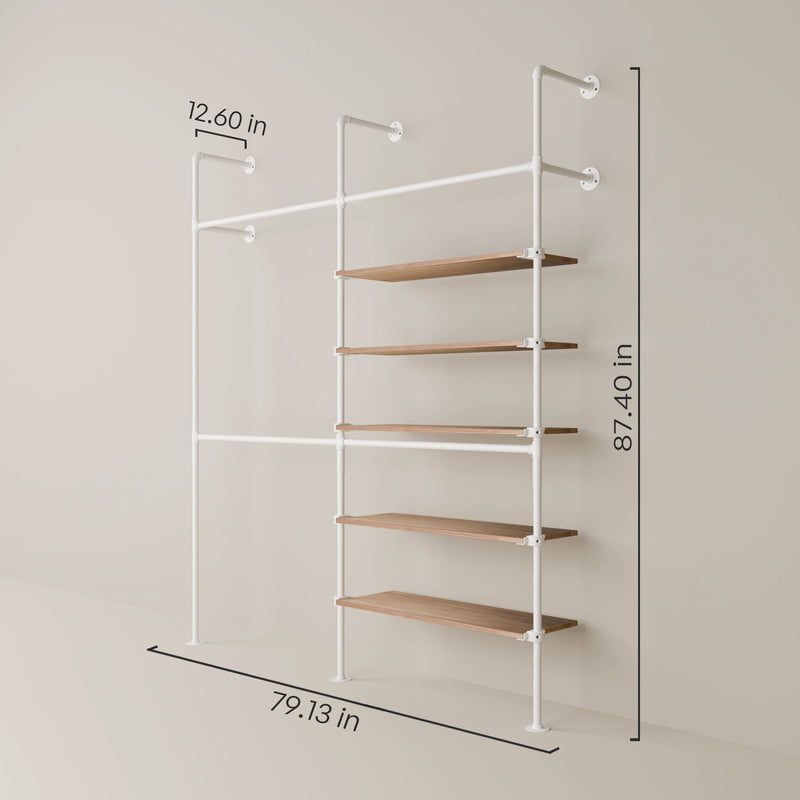 KIM DOUBLE 2 OAK – 5 ripiani destra | bianco