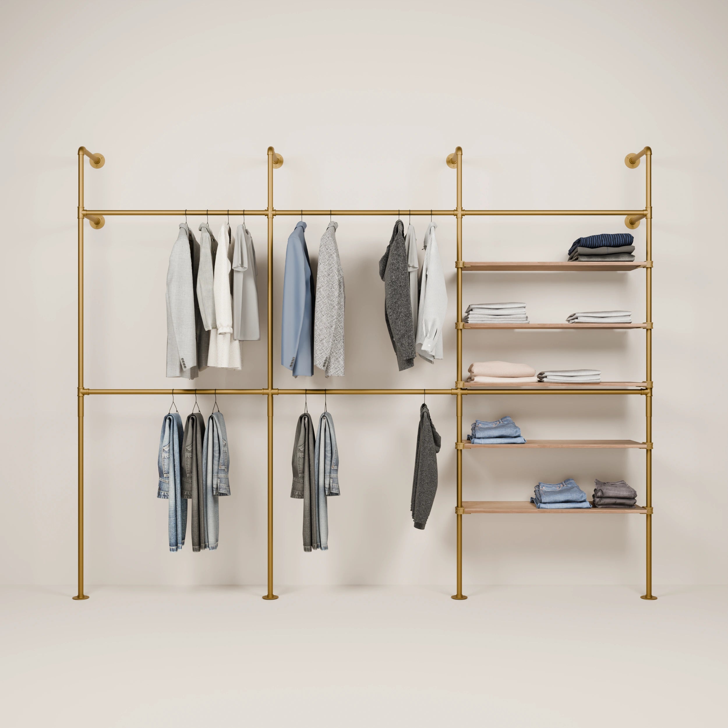 KIM DOUBLE 3 OAK – 5 Regalböden | Gold