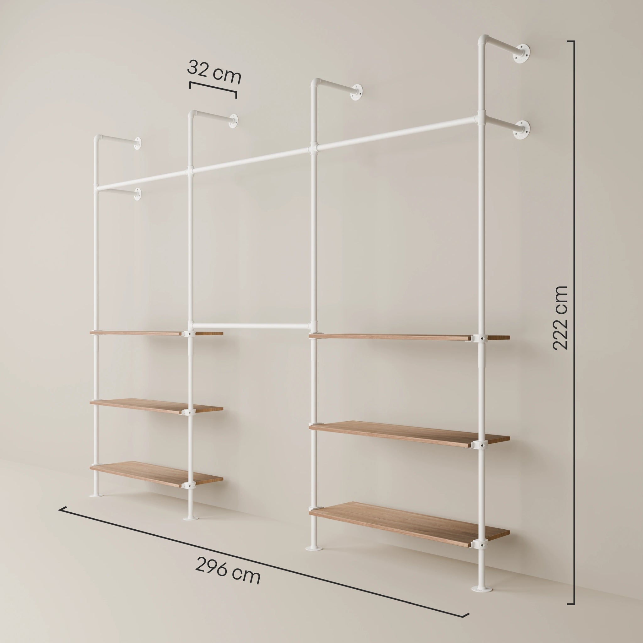 KIM DOUBLE 3 OAK – 6 ripiani sul fondo | bianco