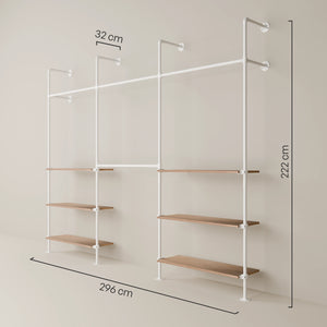 KIM DOUBLE 3 OAK – 6 ripiani sul fondo | bianco
