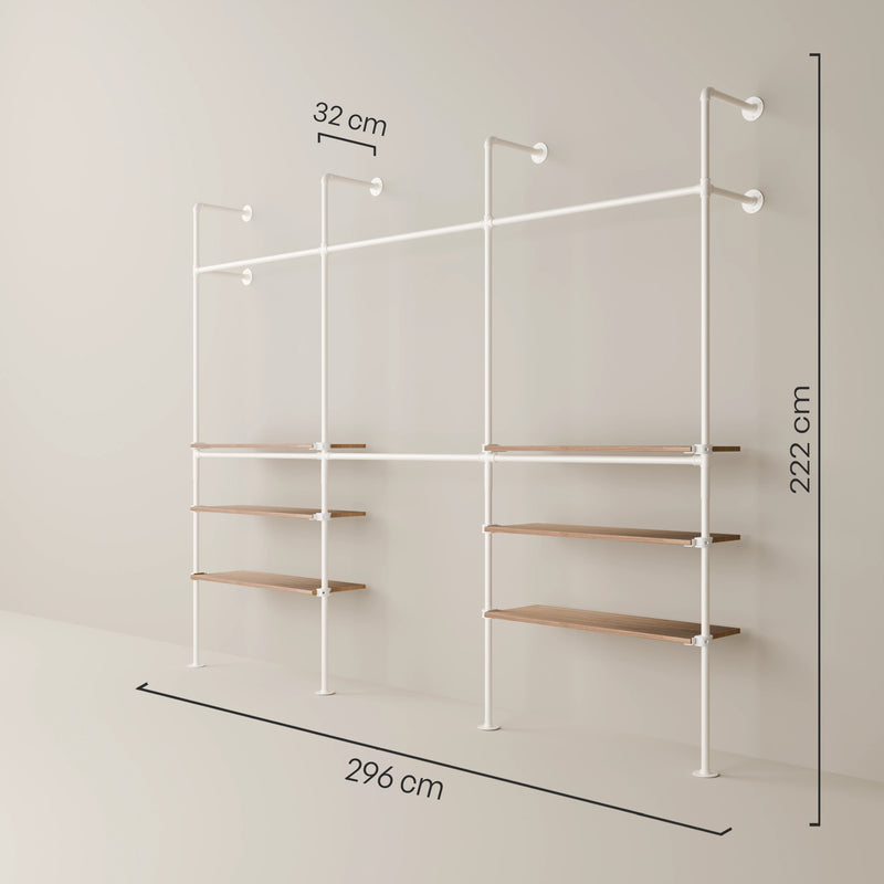 KIM DOUBLE 3 OAK – 6 ripiani sul fondo | bianco