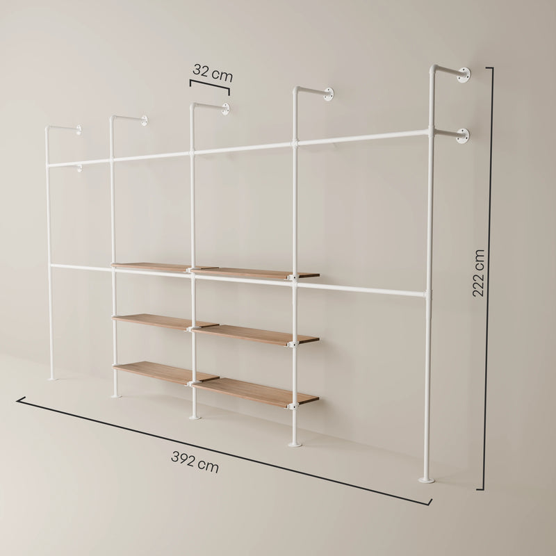 KIM DOUBLE 4 OAK – 6 ripiani al centro | Bianco