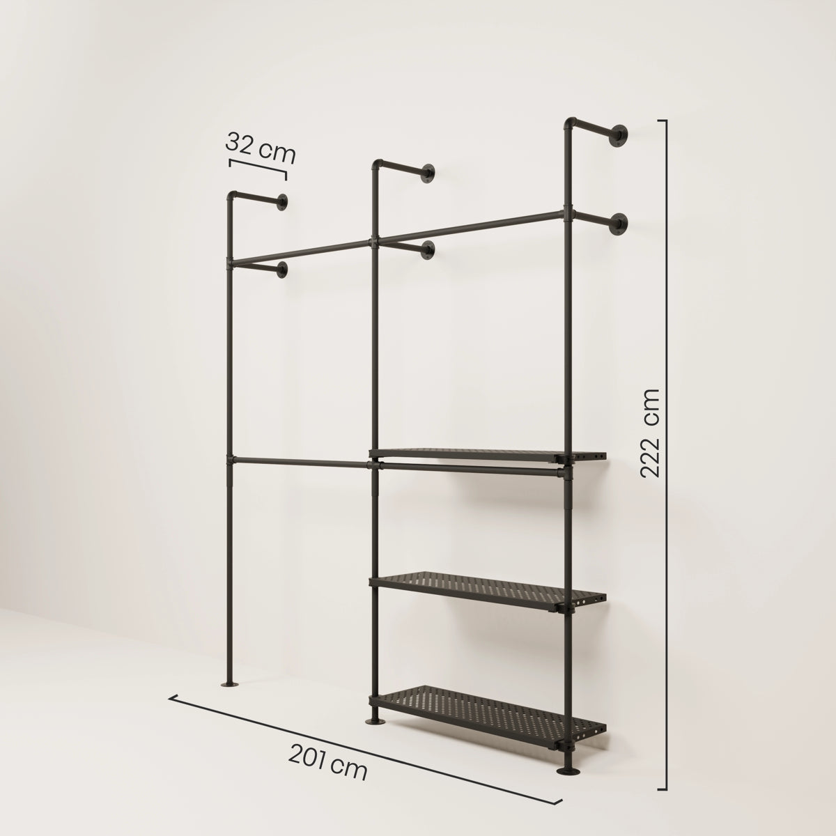 KIM DOUBLE 2 METAL – 3 shelves | Clothes rail with shoe rack