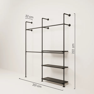 KIM DOUBLE 2 METAL – 3 shelves | Clothes rail with shoe rack