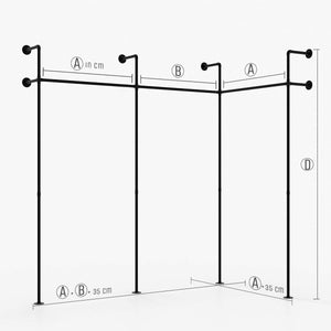 KIM III EDGE – Maßanfertigung | Kleiderschrank Industrial | Industrie Design | schwarze Rohre